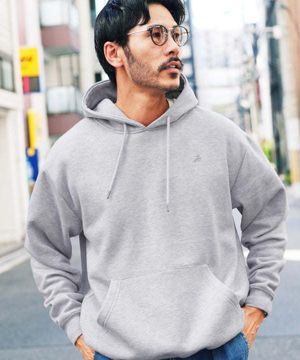 裏起毛 ワンポイント パーカー